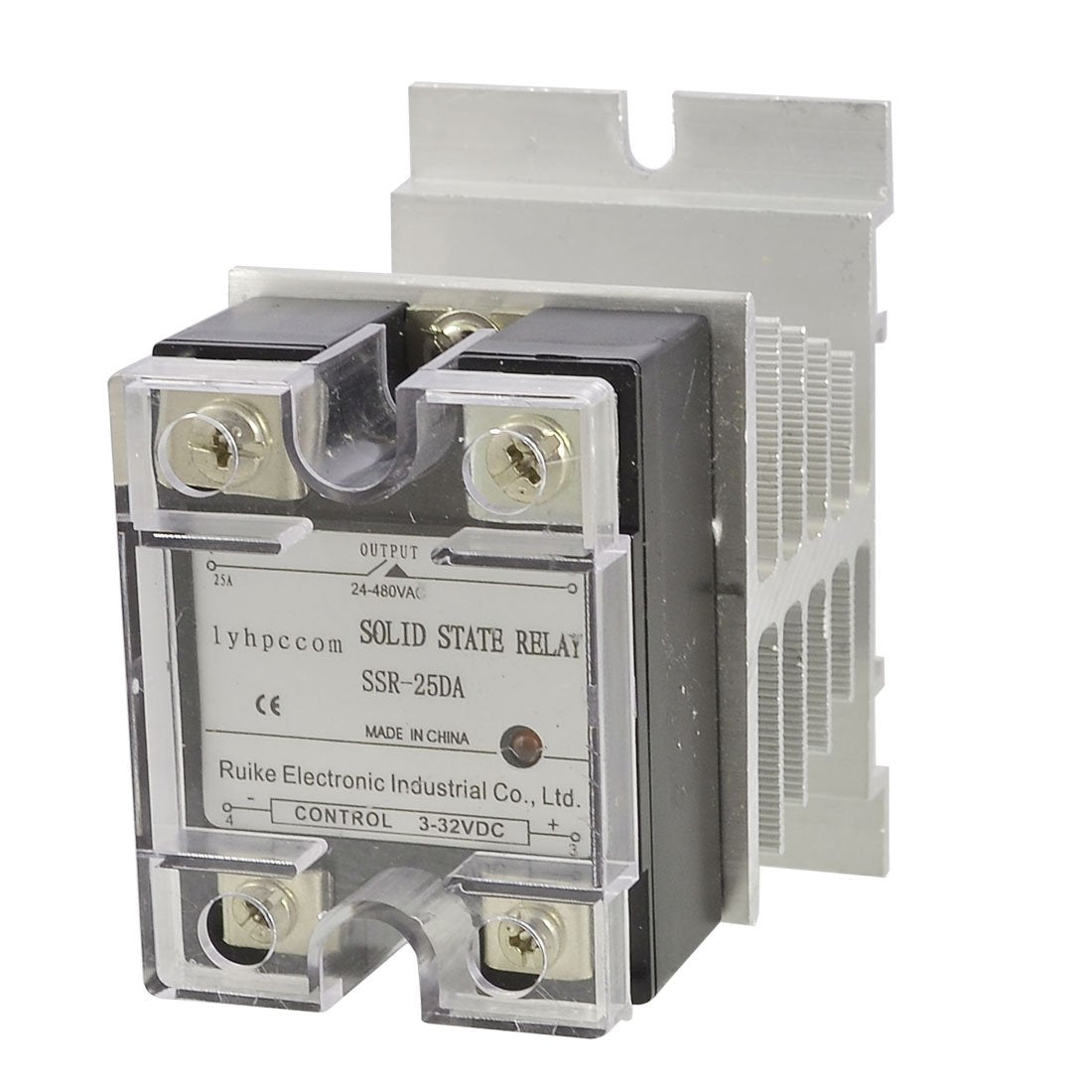 DC 3-32V AC 24-480V 25A Single Phase SSR Solid State Relay + Heat Sink