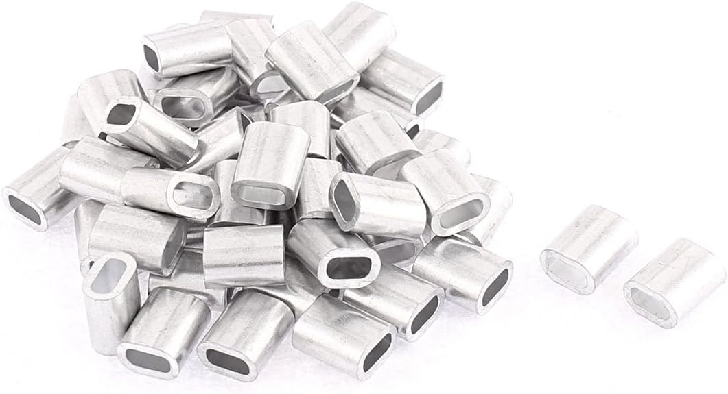 2.5mm Steel Wire Rope Aluminum Ferrules Sleeves Fittings Loop 50 Pcs