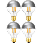 LinkMejor Yarı Gümüş Işık Lambası 6W Ayarlanabilir LED Edison Lambaları 2700K E26 Gümüş