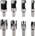 Wood Plug Cutter Drill Bit Set 1/4” 3/8” 1/2” 5/8” Barrel Cork Tenon Hole Saw Cutting Tool for Woodworking, High Carbon Steel 8in1 Set
