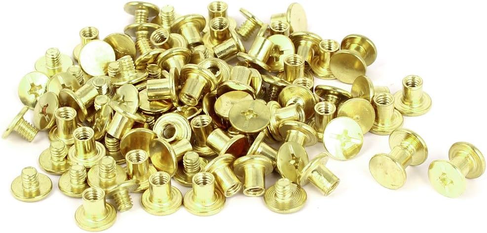 5mmx5mm Brass Plated Chicago Screws Binding Posts Docking Rivet 50pcs