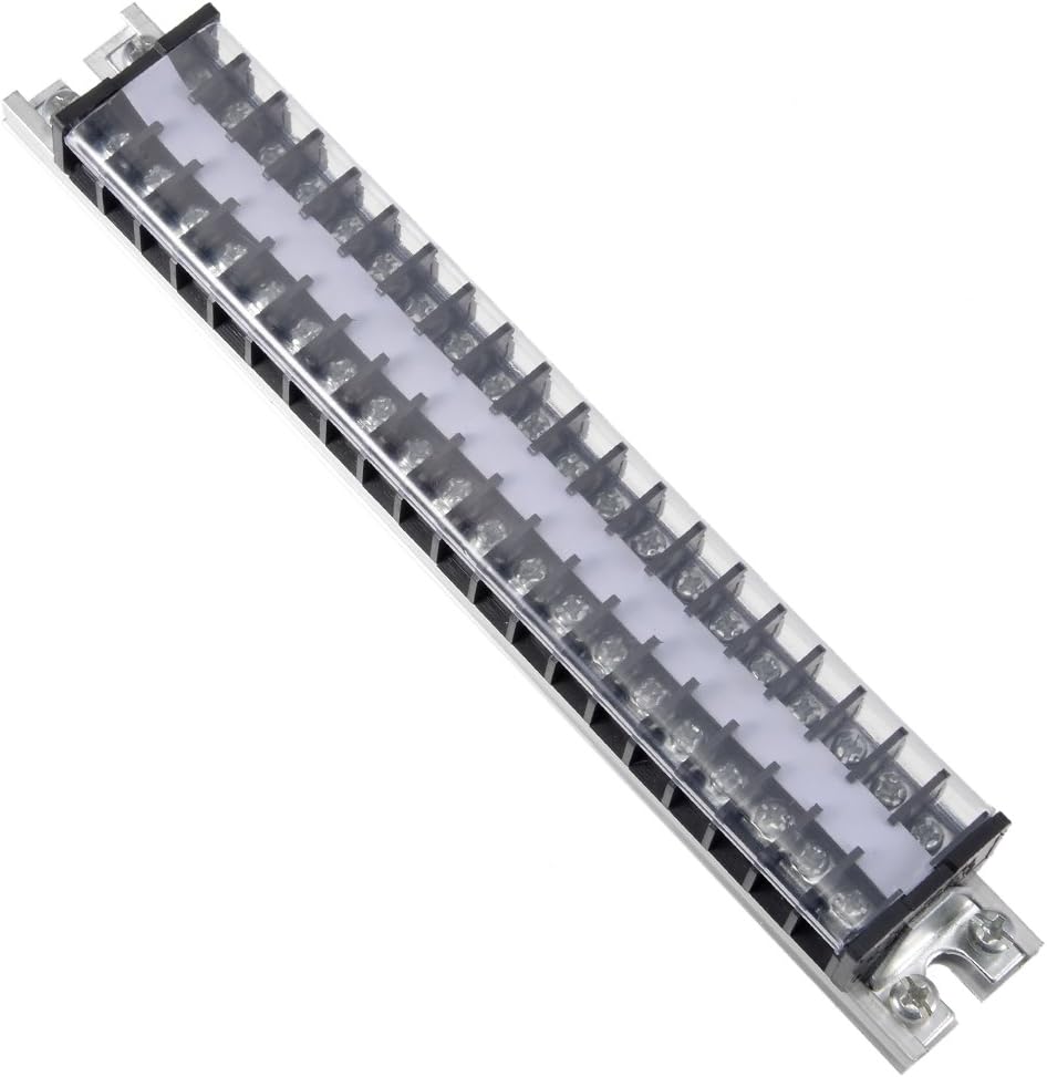Barrier Terminal Strip Block 660V 15A Dual Rows 20P DIN Rail Base Covered Connector