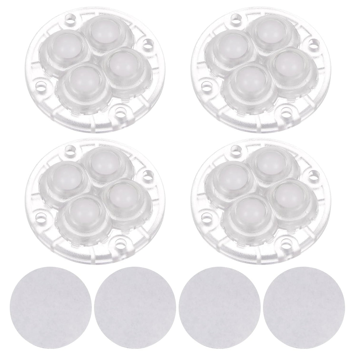 4pcs Self Adhesive Mini Caster Wheels Universal Nylon Wheel 360° Rotation Sticky Swivel Pulley for Kitchen Small Appliances Storage Bins Coffee Makers, Transparent