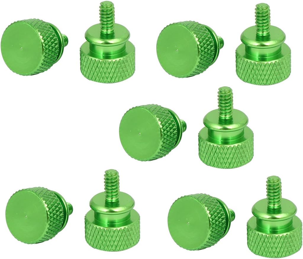 Computer PC Case 6#-32 Fully Threaded Knurled Thumb Screws Green 10pcs
