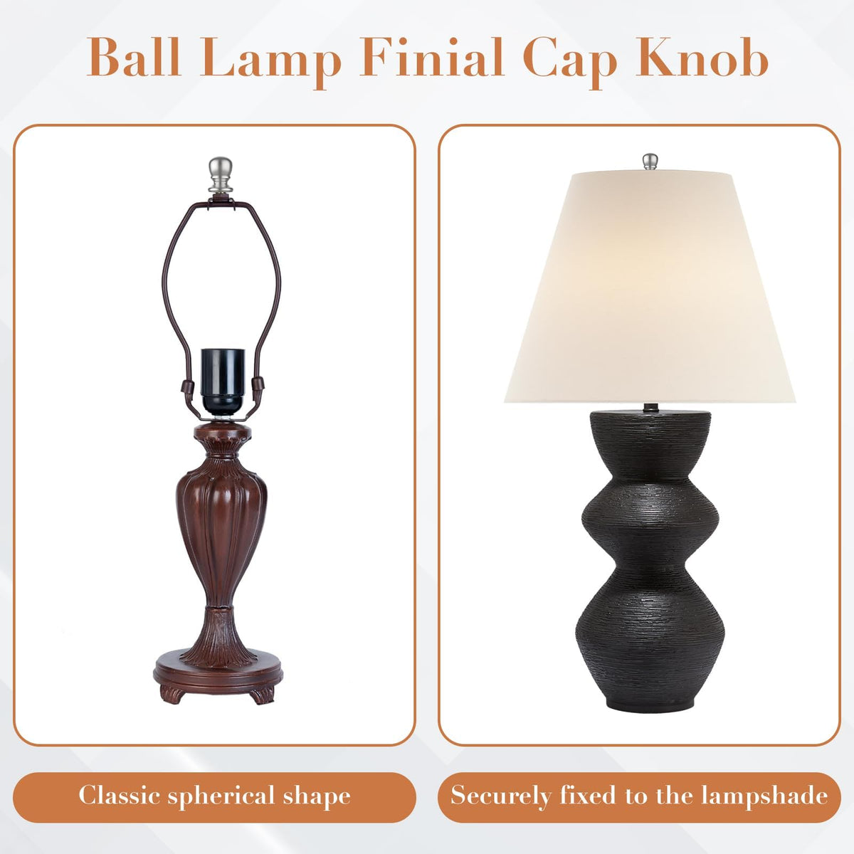 LinkMejor 2 Pcs Cap de Capăt de Lumină Sferică, Filetare 1/4-27 Inch