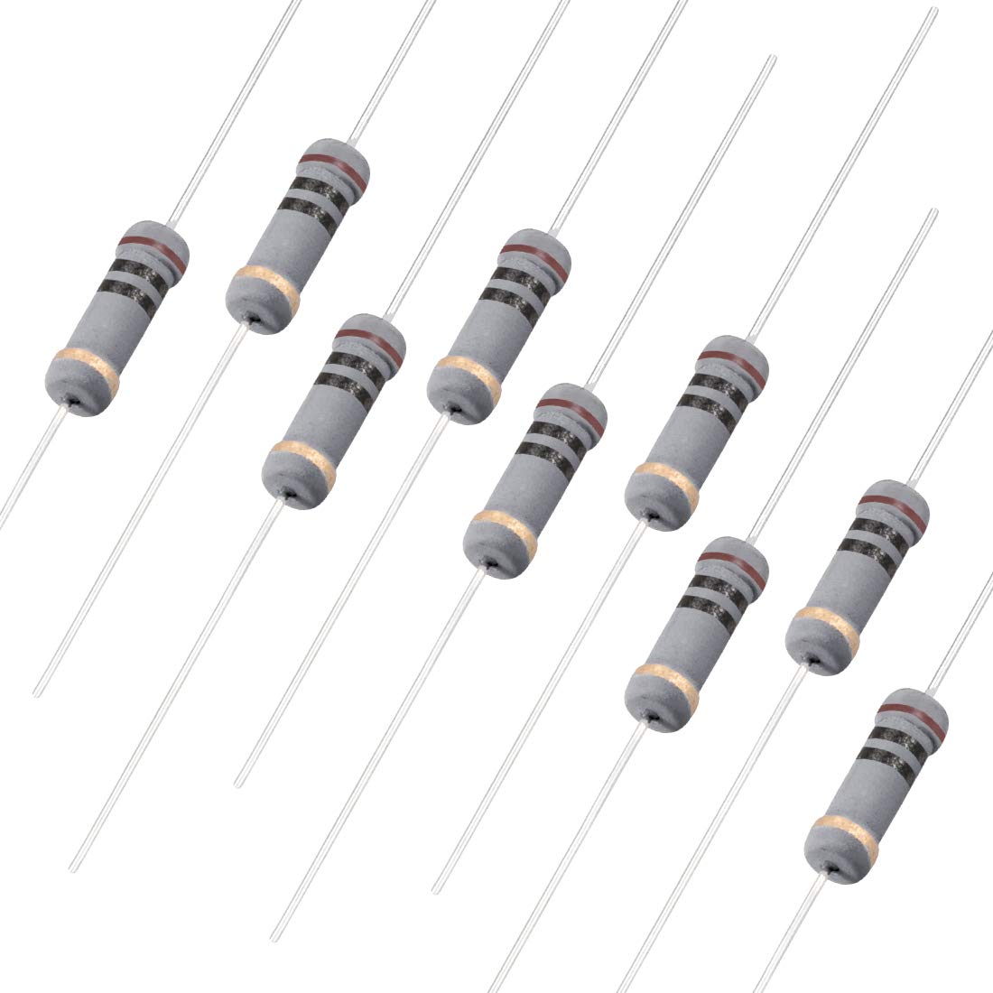 200Pcs 10 Ohm Resistor, 1W 5% Tolerance Carbon Film Resistors, 4 Bands for DIY Electronic Projects and Experiments