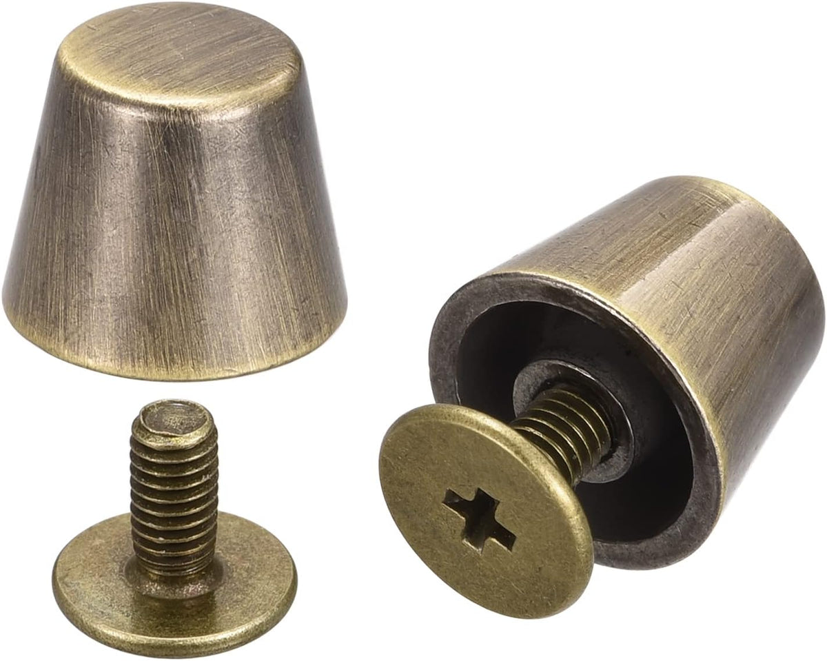 LinkMejor 10.5x9.5mm Screw Back Rivets Hollow Flat Head Leather Studs Bronze Tone 8 Sets