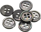 7Pcs Natural Shell Button, 4 Hole 11.5mm Mother of Pearl Buttons for Shirt Coats Suits Jacket Jeans Skirts DIY Sewing Crafts, Black/Silver
