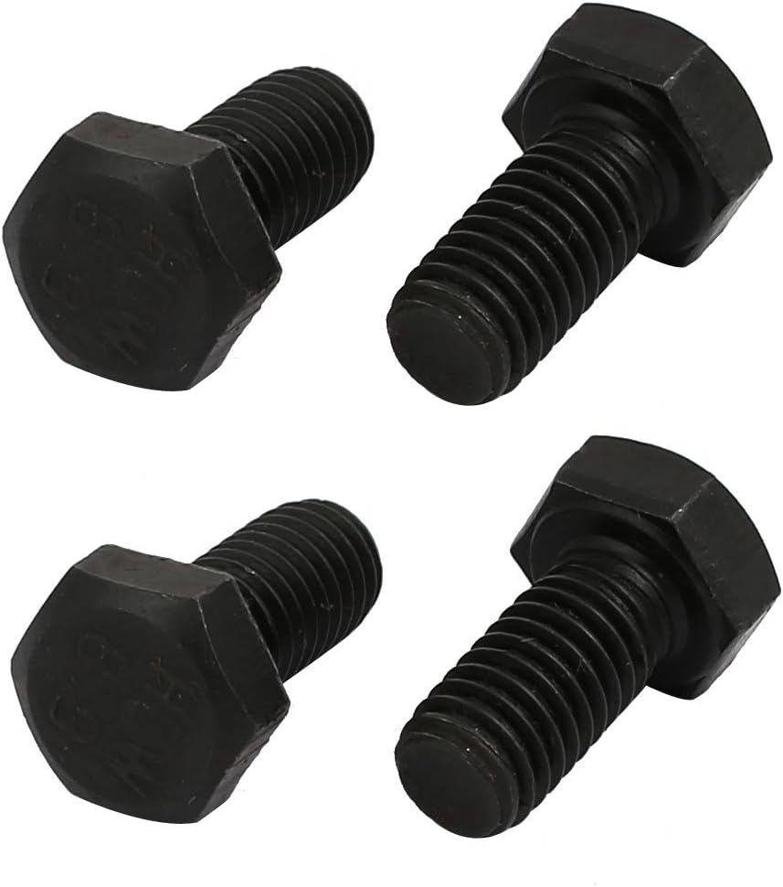 8.8 Grade M5x10mm Full Threaded Left Hand Thread Hex Head Bolt Black 4pcs