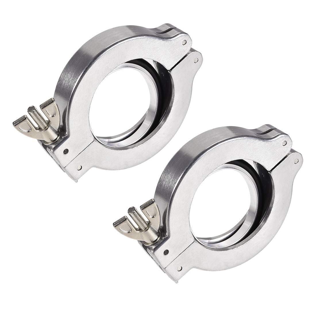 2 Pcs Aluminum Vacuum Clamp 90mm X 60mm KF50 Single Pin Clamp Wing Nut W Center Ring for Ferrule TC