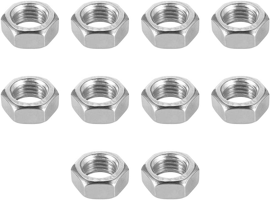Hex Nuts, M16x2mm Metric Coarse Thread Hexagon Nut, Stainless Steel 201, Pack of 10