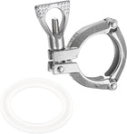Stainless Steel Single Pin Tri Pipe Clamp Flange OD 1-1/2"(38mm) Sanitary Clamp with Wing Nut Fitting Connection with Silicone Gasket for Food Beverage Cosmetics Factory Pipes