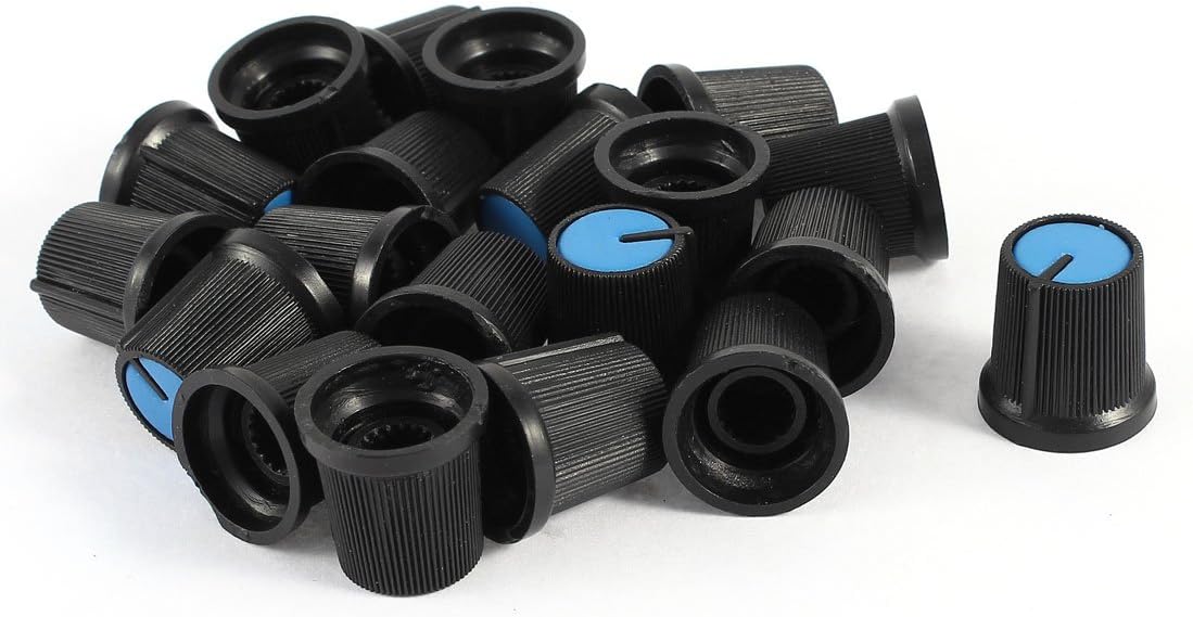 6mm Shaft 15mmx15mm Plastic Potentiometer Rotary Knobs Cap Blue 20 Pcs