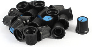 6mm Shaft 15mmx15mm Plastic Potentiometer Rotary Knobs Cap Blue 20 Pcs