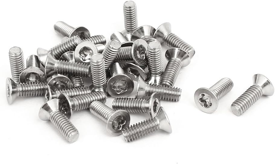 M4x12mm 304 Stainless Steel Fully Thread Countersunk Flat Head Torx Five-Lobe Screw 30pcs