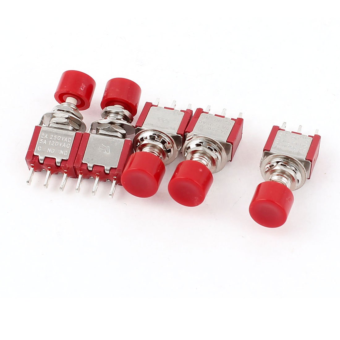 a15070300ux0231 NO/NC SPDT Momentary Push Button Switch, 5 Piece, AC 250V, 2Amp / 120V, 5 Amp