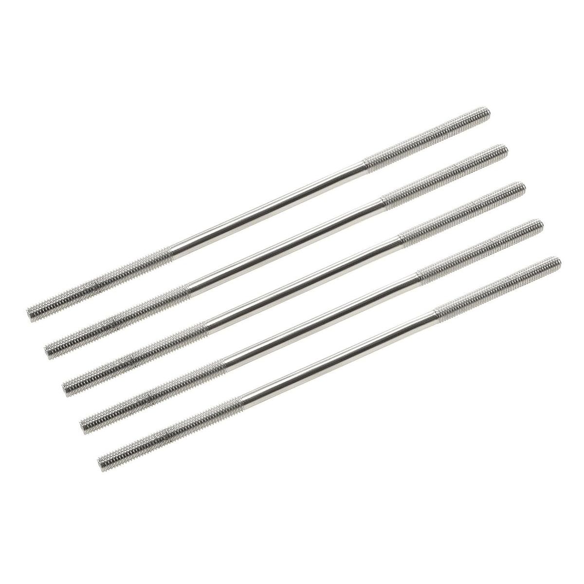 M6x180mm 304 Stainless Steel Double End Threaded Stud Screw Bolt 5pcs