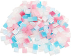 LinkMejor 500g/1.1lb Mixed Color Square Mica Mosaic Tiles, 700 Pcs Glitter Crystal Mica Mosaic Tiles Stained Mica Piece for DIY Art Crafts, Blue Pink White