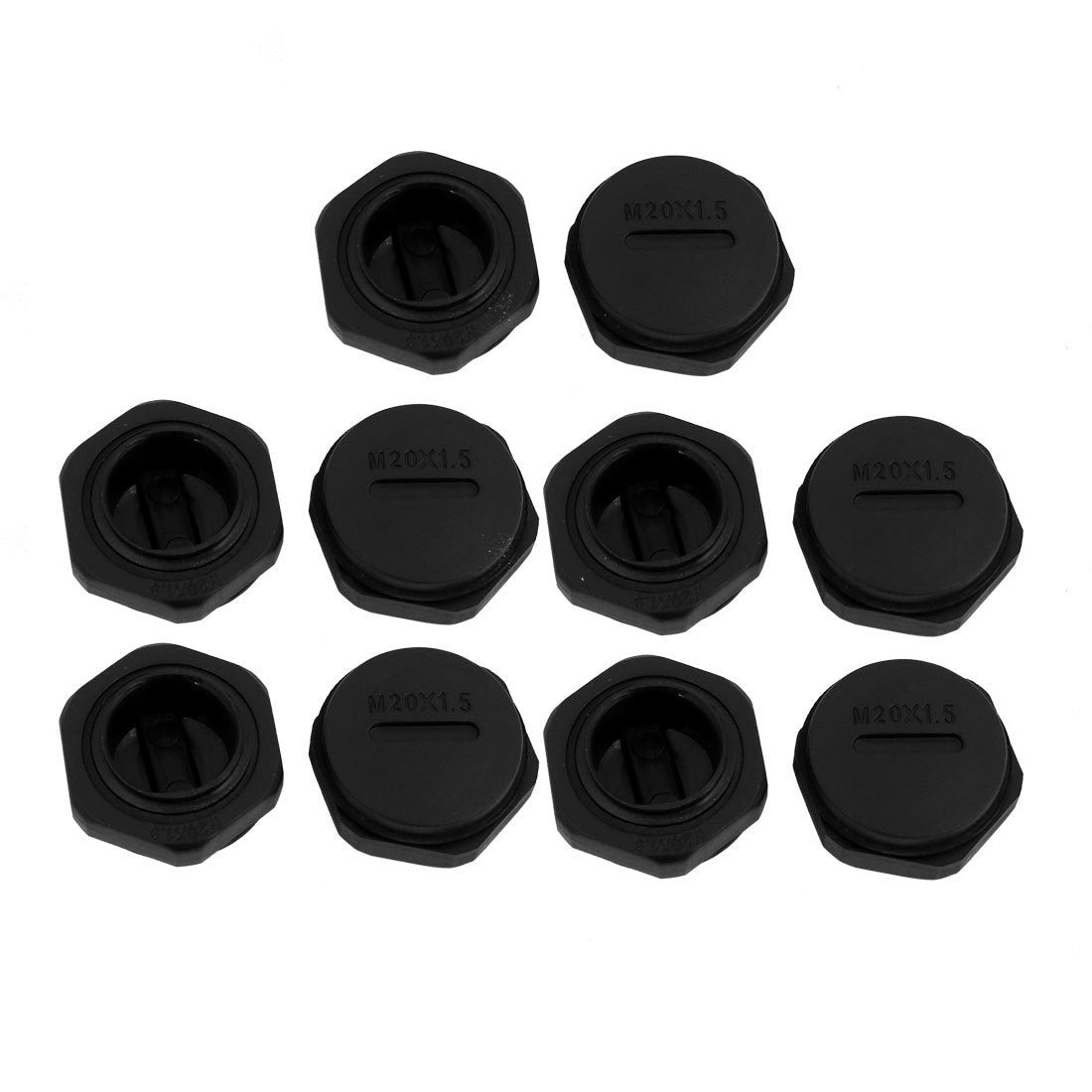 10pcs M20 x 1.5mm Nylon Male Threaded Cable Gland Cap Round Screw-in Cover Black