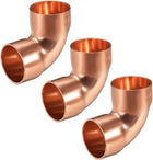 22.2mm ID 1mm Thick 90 Degree Copper Elbow Short-Turn Copper Pipe Fitting Connector for Plumbing 3pcs