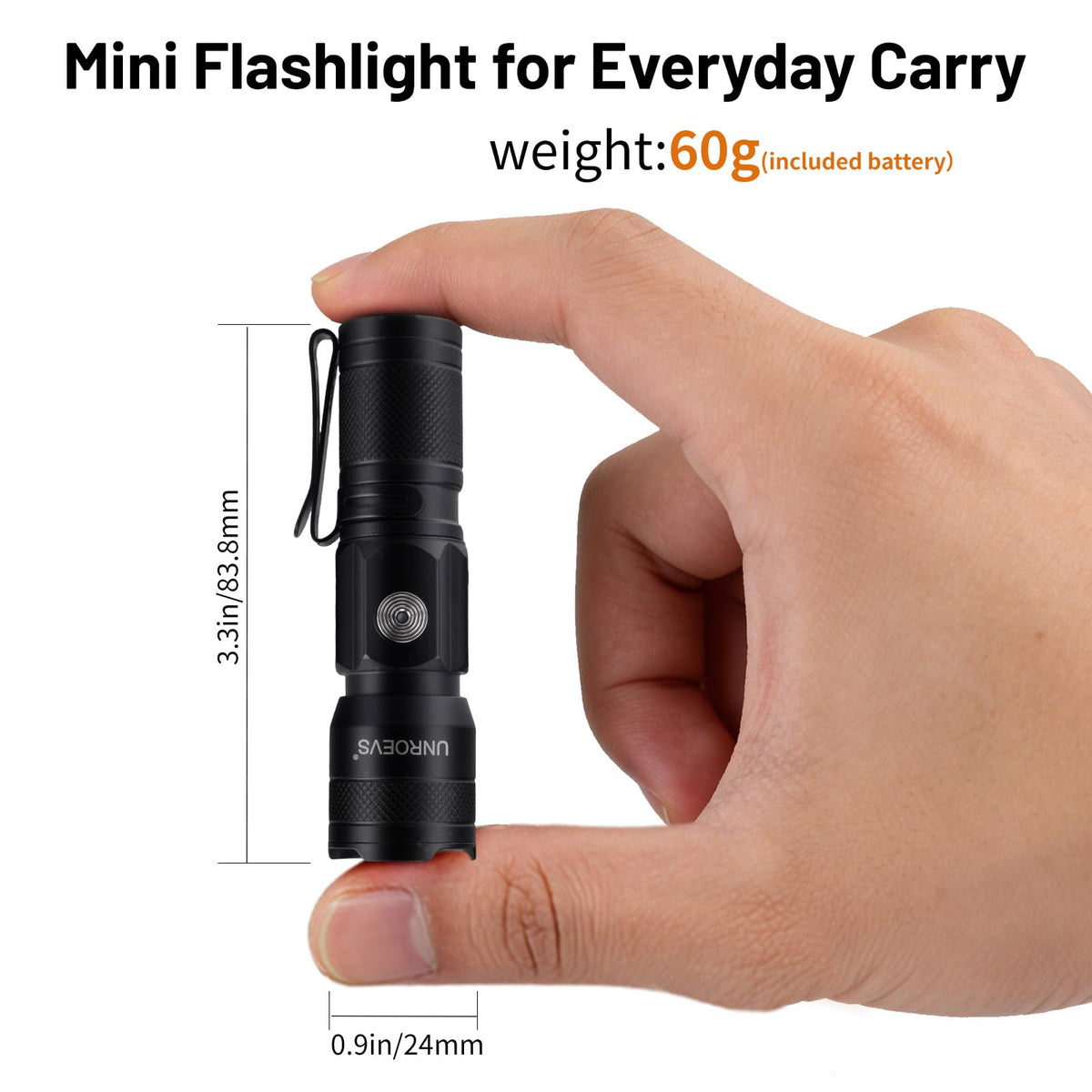 Lommeelektronik Blinklys, USB-C Op chargebar Mini Blinklys 1200 Lumen