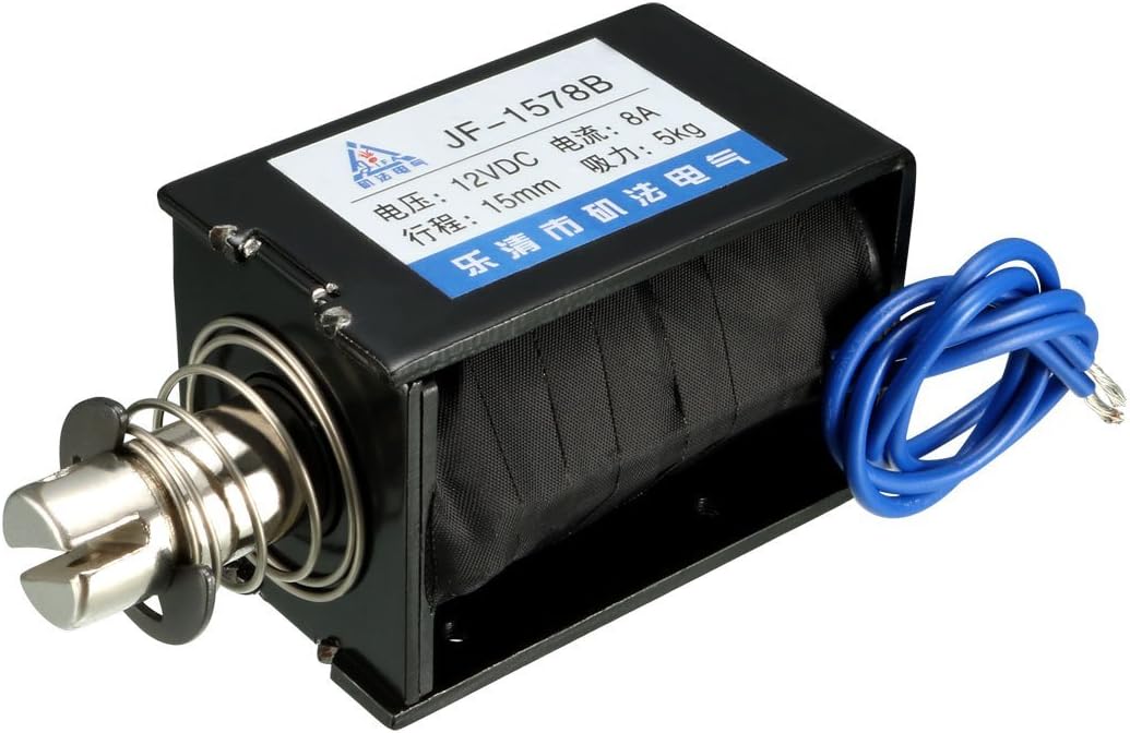 DC 12V 50N 15mm Stroke Pull Push Type Solenoid Electromagnet Open Frame Type Linear Motion JF-1578B