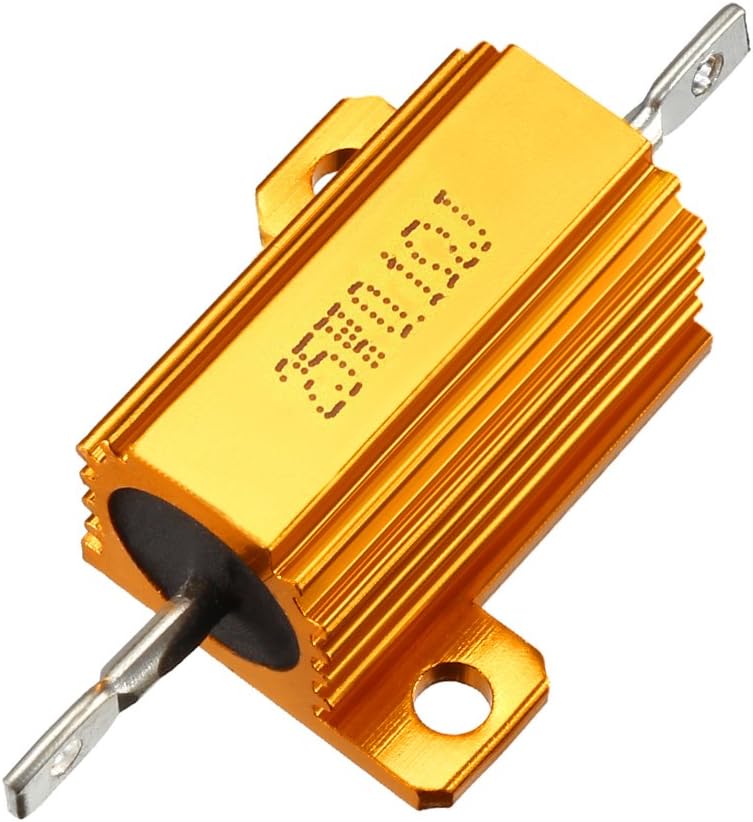 25W 0.1 Ohm 5% Aluminum Housing Resistor Screw Chassis Mounted Aluminum Case Wirewound Resistor Load Resistors Gold Tone 1 pcs
