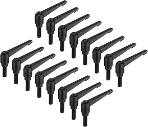 16pcs Manopole Regolabili a Levier M10 x 30mm Vite Maschio Metrica, Maniglia di Bloccaggio a Livello Maniglia a Stud Manopole a Rotazione Viti con leva di Bloccaggio, Nera