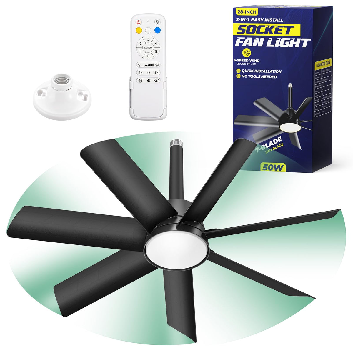 LinkMejor 28" ventilator met licht, 4000LM, plafondventilator
