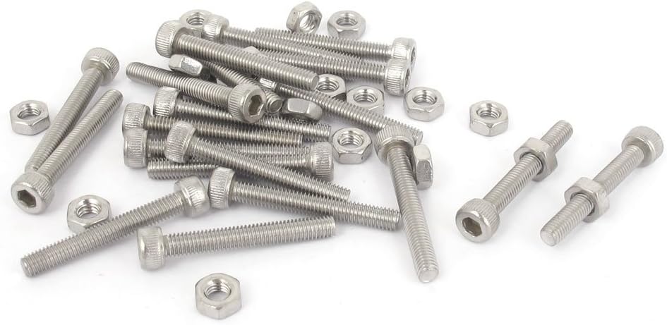 M3x22mm Hex Socket Head Knurled Cap Screws Bolts Nuts Set 20Pcs