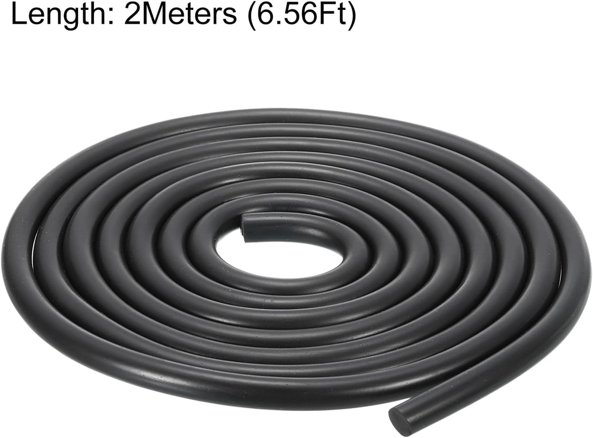 Nitrilgummi-Runddichtstreifen, 7mm(9/32") Durchmesser, 2 Meter (6.56Ft) lang, hartes festes Gummiabdichtungsband für DIY Dichtungen, Industrieanlagen und Möbel