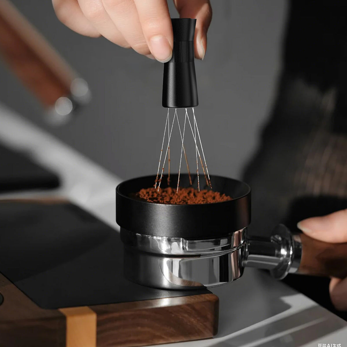 タイトル：LinkMejor Espresso WDTツール、調節可能な範囲のコーヒーニードル撹拌器、ブラック