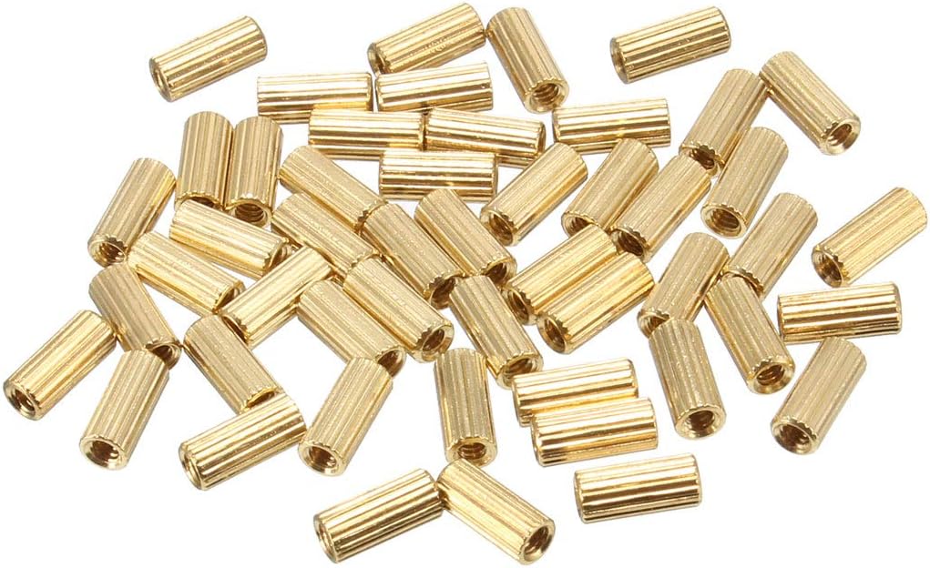 50pcs Brass Round Straight PCB Pillar Female Thread Standoff Spacer M2x3x7mm