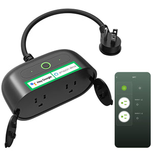 رابط أفضل منفذ ذكي للخارج، منفذ Wi-Fi المنزل الذكي مع 2 منافذ، مقاوم للطقس مع غطاء IP64، يعمل مع Alexa، Google Home وSmartThings، لا تحتاج إلى مركز