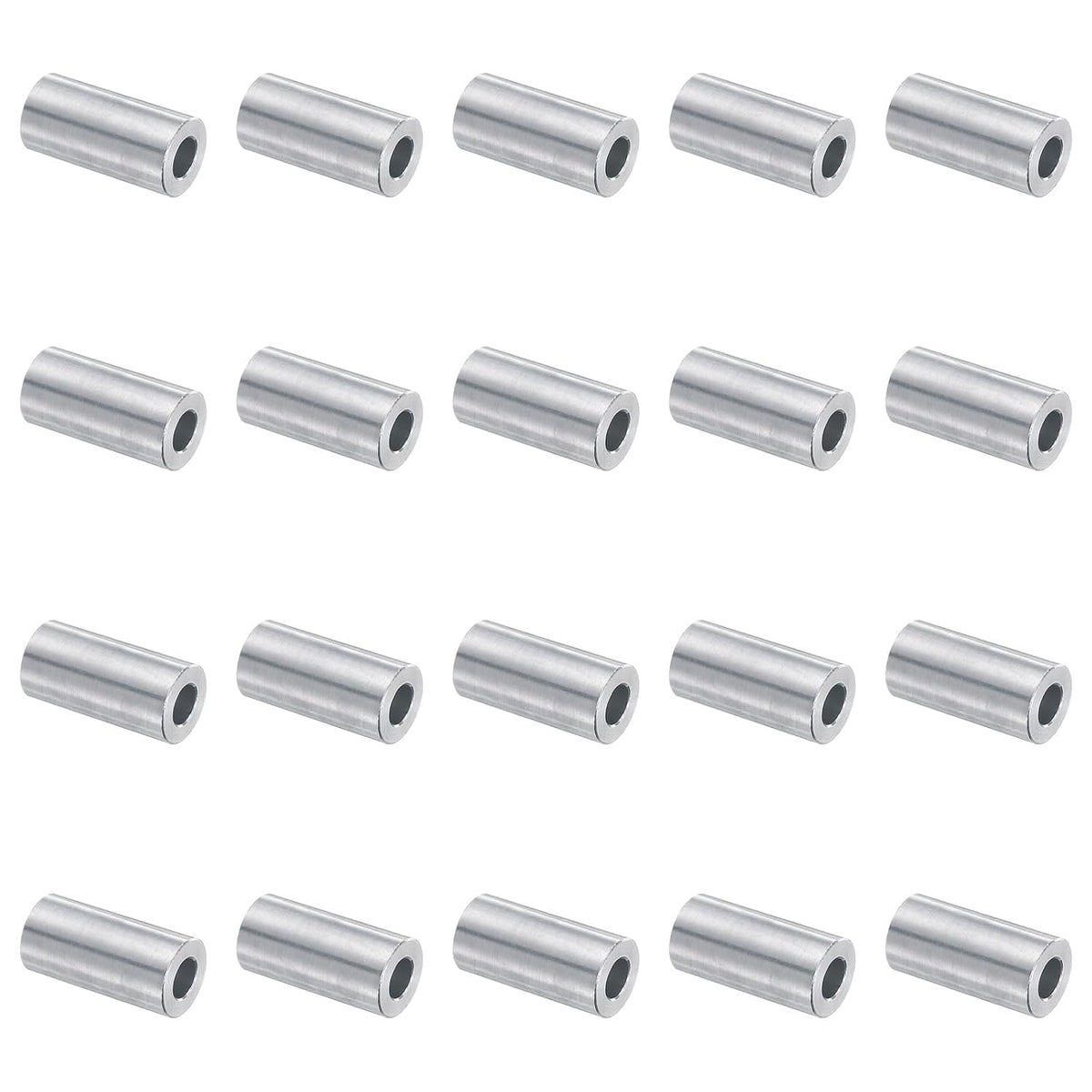 20pcs Aluminum Spacer 5mm Bore x 10mm OD x 20mm Length Screw Standoff Bushing Plain Finish Round Metal Spacer for M5 Screws Bolts and Rods