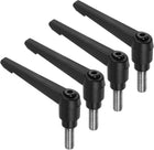 4pcs Clamping Lever Handles, M10 x 25mm 304 Stainless Steel Threaded Male Stud, Adjustable Handles Locking Quick Release Ratchet Push Button Bolt Knobs, Black