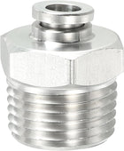 Push to Connect Fitting, 1 Pcs 304 Stainless Steel PC Male Straight 1/4" Tube OD x 1/2" NPT Thread Push to Connect Tube Fitting Pneumatic Push Lock Fitting