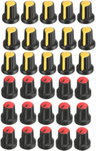 30Pcs 17x15mm Plastic Potentiometer Rotary Knob Yellow Red,for 6mm Diameter Shaft Guitar Volume Knob.