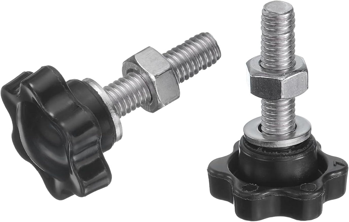 8pcs Sternklemmhebel mit Muttern Dichtungen, M5 x 45mm Metrisch 304 Edelstahl Männlich Gewinde 25mm 6-Sterne Kunststoffkopf, Gewindestift Handhebel Griffe Daumenmuttern