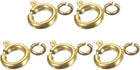 Spring Ring Clasps, 5Pcs 6mm Stainless Steel Round Open Spring Ring Clasps Connectors for DIY Necklace Bracelets Jewelry Making, Golden Tone