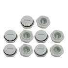 10pcs GLW-M22 Nylon Threaded Cable Gland Cap Round Screw-in Cover Gray w Washer