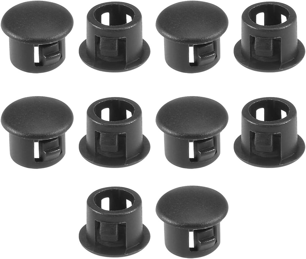 Hold Plugs,10pcs 6mm Black Nylon Round Snap Panel Locking Hole Plugs Cover