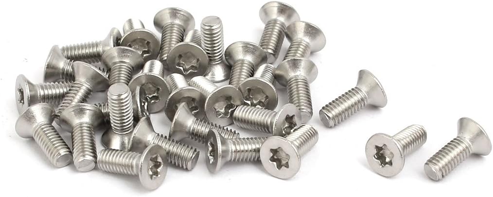M3x8mm 304 Stainless Steel Flat Head Torx Drive Type Screw Silver Tone 30pcs