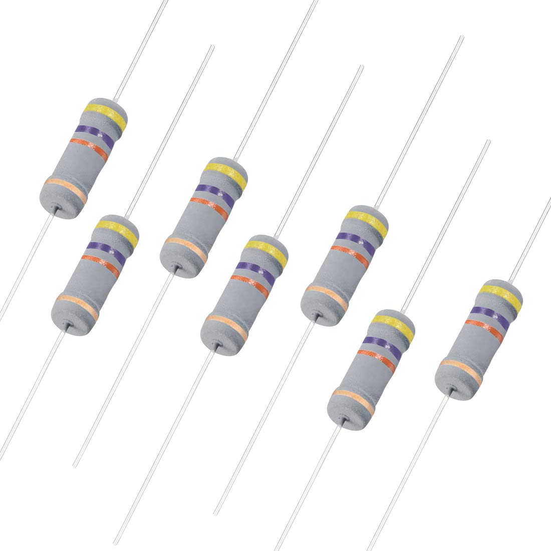 50Pcs 47K Ohm Resistor, 2W 5% Tolerance Carbon Film Resistors, 4 Bands for DIY Electronic Projects and Experiments