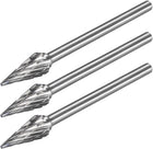 Tungsten Carbide Rotary Files 1/8" Shank, Double Cut Cone Shape M Type Rotary Burrs Tool 6mm Dia, for Die Grinder Drill Bit Wood Soft Metal Carving Polishing, 3pcs