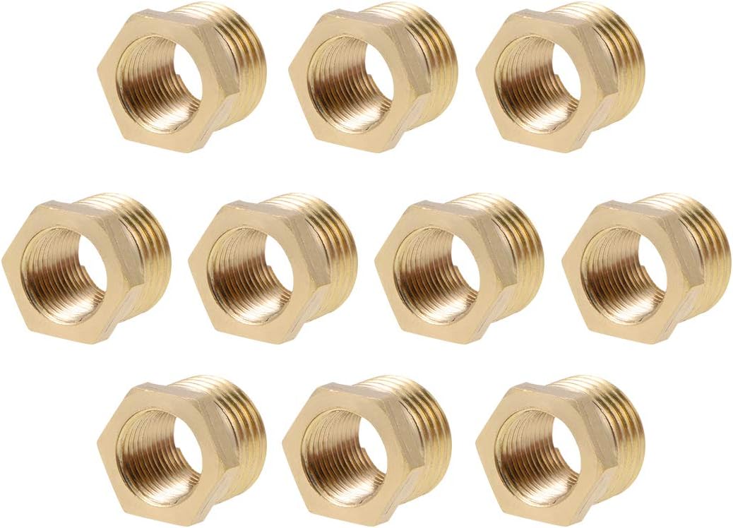 Brass Threaded Pipe Fitting G1/4 Male X G1/8 Female Hex Bushing Adapter 10pcs