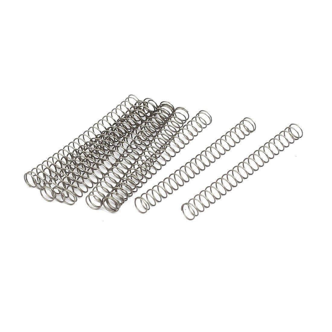 Compression Spring,304 Stainless Steel,4mm OD,0.3mm Wire Size,40mm Free Length,Silver Tone,10Pcs