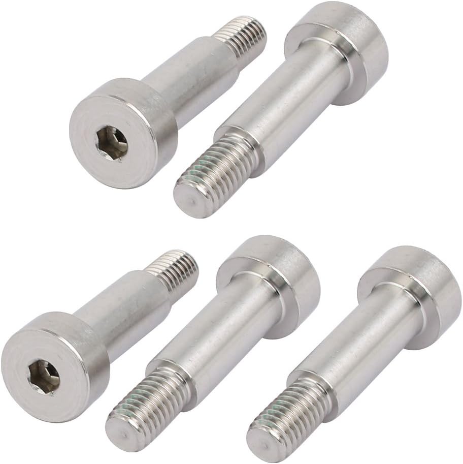 304 Stainless Steel Hex Socket Shoulder Bolt 10mm Shoulder Dia 25mm Shoulder Length M8 Thread 5pcs