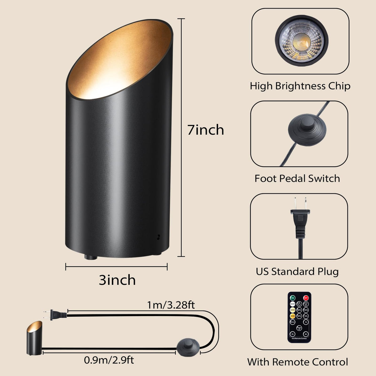 LinkMejor 2 Pack Uplights Indoor Floor Can Lights dengan Remote dan Timer