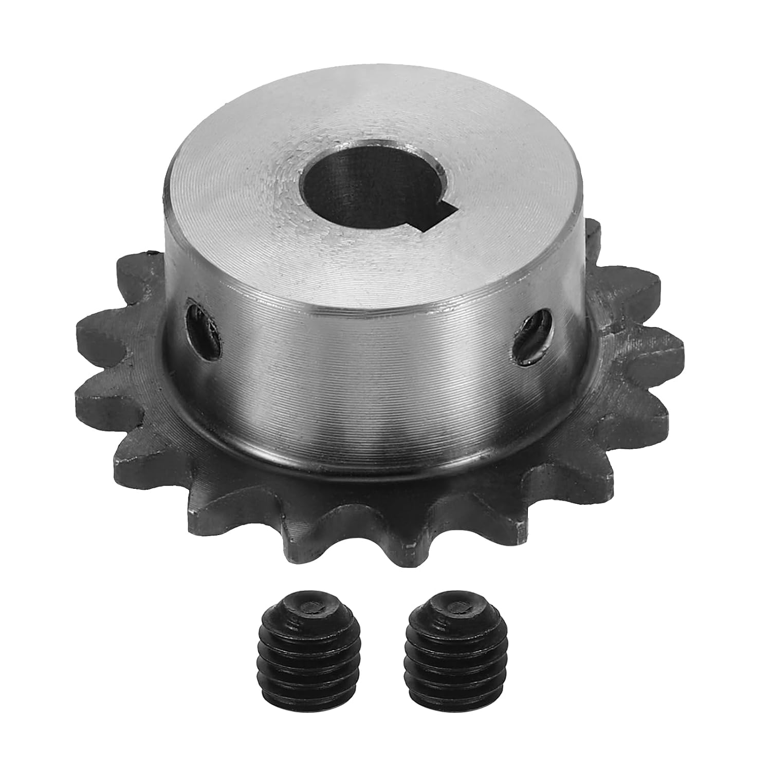 #25 Chain Roller Sprocket 12mm Bore 53.5mm OD, 25 Tooth C45 Carbon Steel ANSI #25 Roller Sprocket Round Hole Without Surface Finished with 4x1.8mm Keyway for ISO 04C Chain